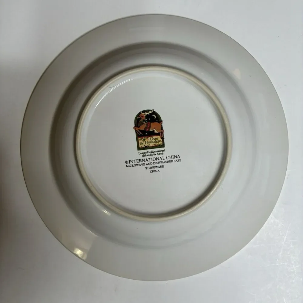 International China Susan Winget Over the Housetops Soup Bowls 9.25” Set Of 4